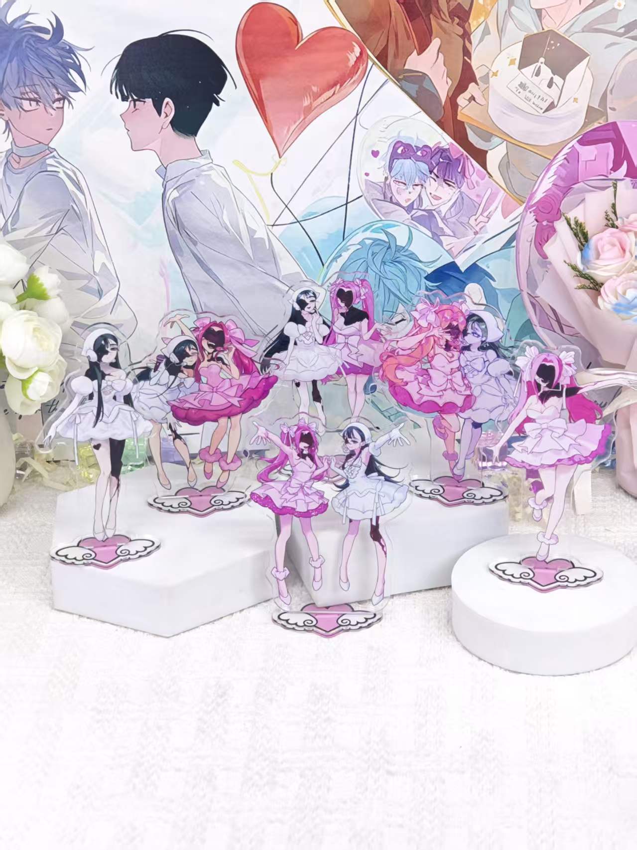 Desk Accessories - Alien Stage Sua Mizi ชุดตั้งโชว์อะคริลิกสไตล์โลลิต้า, ฐานรูปหัวใจและปีก