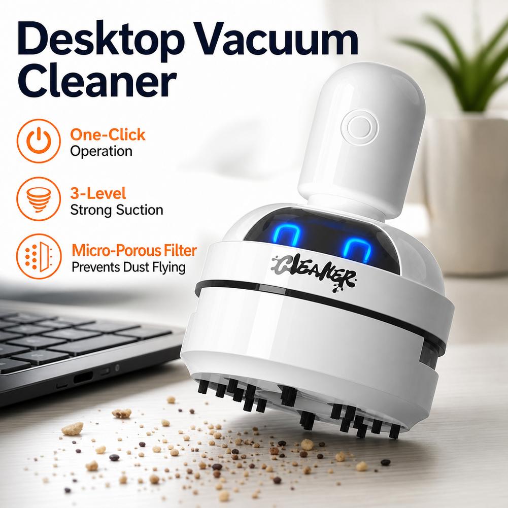 Mini Desktop Vacuum Cleaner For Eraser Dust - เครื่องดูดฝุ่นตั้งโต๊ะ ชาร์จ USB 3 ระดับแรงดูดสูง ขนาดเล็ก