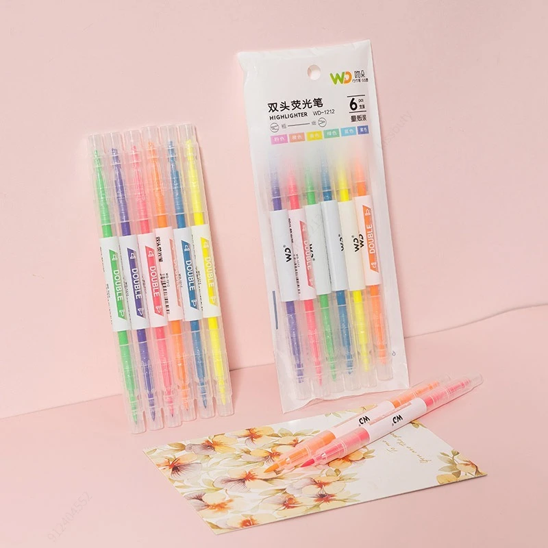 ปากกามาร์กเกอร์ปากกาไฮไลท์สีสี - Pastel Highlighter Set Double Ended บทวิจารณ์และราคา