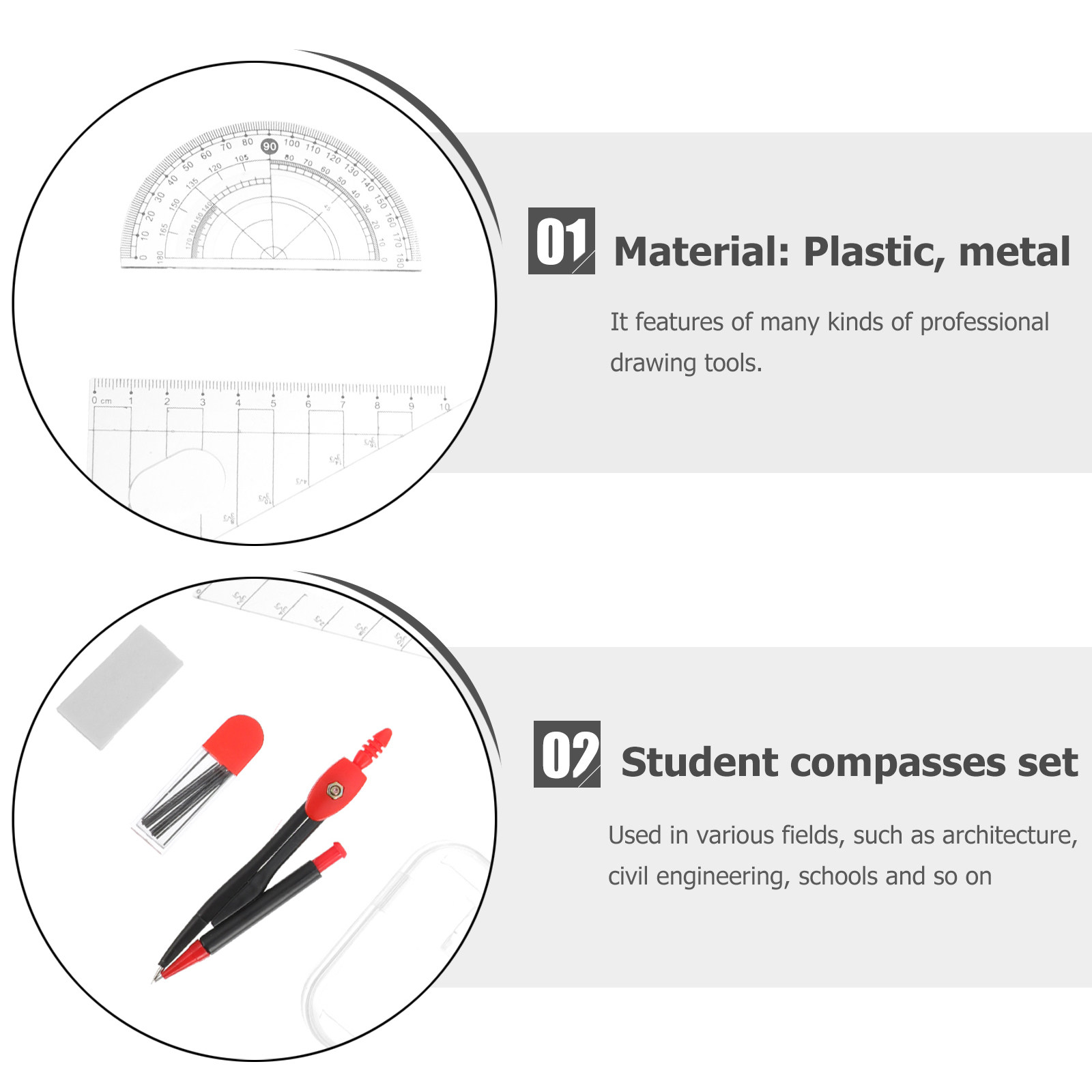 ชุดอุปกรณ์ไม้บรรทัดและวงเวียนโ - Math Geometry Set With Compass บทวิจารณ์และราคา