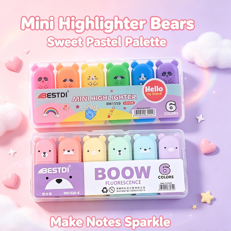 ชุดปากกาไฮไลท์ลายหมีคาวาอี้ เค - Pastel Highlighter Set Double Ended บทวิจารณ์และราคา
