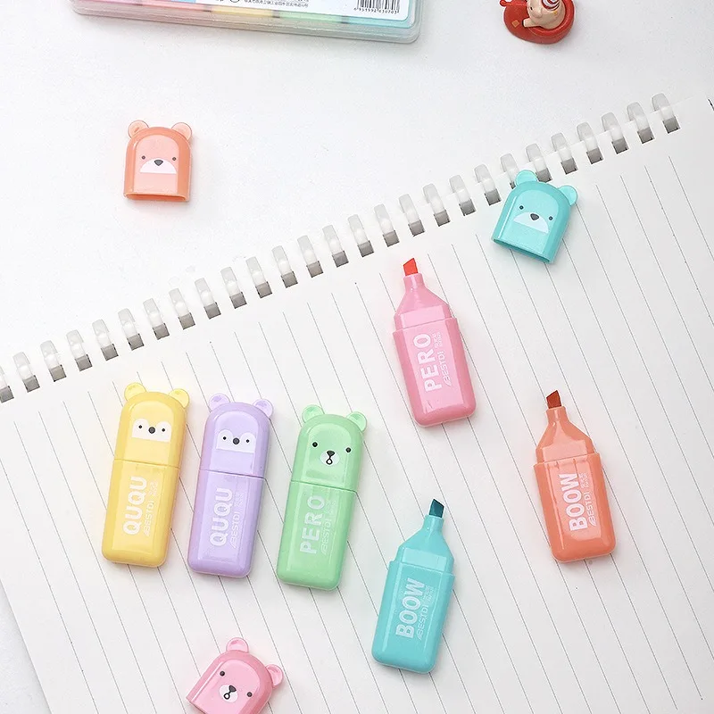 ชุดปากกาไฮไลท์ลายหมีคาวาอี้ เค - Pastel Highlighter Set Double Ended บทวิจารณ์และราคา